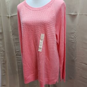 NEW Sonoma Pink Basket Stitch Crew Neck Knit Sweater, Size XL NWT